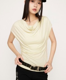 SLY(�X���C)��DRAPE NECK CUT TOPS �h���[�v�l�b�N�J�b�g�g�b�v�X �t�� �ĕ�(T�V���c/�J�b�g�\�[)