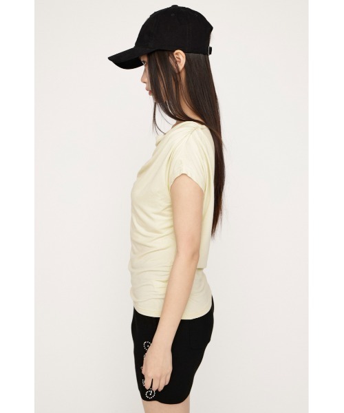 SLY（スライ）の「【SNSで話題！】DRAPE NECK CUT TOPS ドレープネックカットトップス 春服 夏服（Tシャツ/カットソー・レディース・杢グレー/ブラウン/アイボリー/ブラック・FREE）」の10枚目の写真