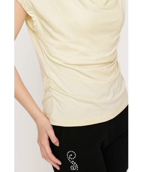 SLY（スライ）の「【SNSで話題！】DRAPE NECK CUT TOPS ドレープネックカットトップス 春服 夏服（Tシャツ/カットソー・レディース・杢グレー/ブラウン/アイボリー/ブラック・FREE）」の13枚目の写真