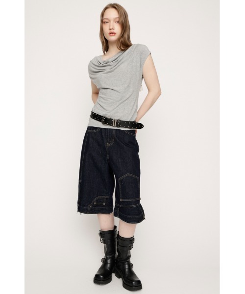 SLY（スライ）の「【SNSで話題！】DRAPE NECK CUT TOPS ドレープネックカットトップス 春服 夏服（Tシャツ/カットソー・レディース・杢グレー/ブラウン/アイボリー/ブラック・FREE）」の20枚目の写真
