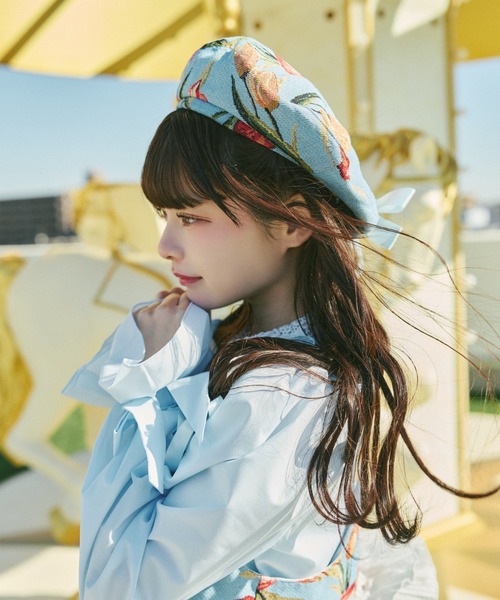 kutir(クティール)の「【クティールとレトロ】ゴブランリボンベレー帽(ハンチング/ベレー帽・レディース・グレー/ブルー/アイボリー/ピンク・FREE)」の18枚目の写真