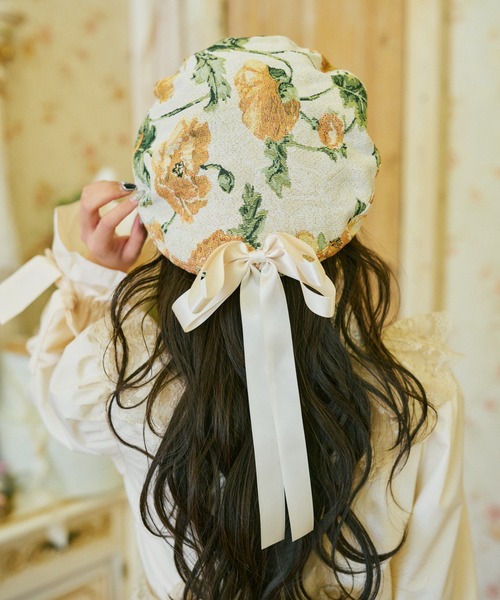 kutir(クティール)の「【クティールとレトロ】ゴブランリボンベレー帽(ハンチング/ベレー帽・レディース・グレー/ブルー/アイボリー/ピンク・FREE)」の15枚目の写真