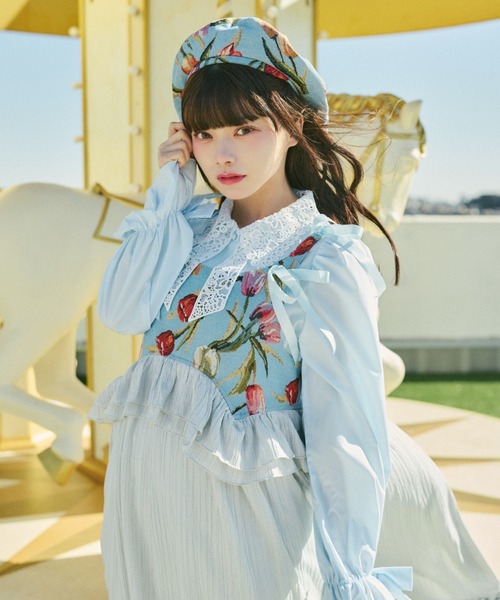 kutir(クティール)の「【クティールとレトロ】ゴブランリボンベレー帽(ハンチング/ベレー帽・レディース・グレー/ブルー/アイボリー/ピンク・FREE)」の16枚目の写真