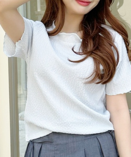 Ada.(エイダ)の「シワ加工メローデザイン ハイネック 半袖カットソー(Tシャツ/カットソー・レディース・サックスブルー/ブラック/アイボリー・FREE)」の16枚目の写真