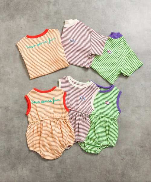 BREEZE（ブリーズ）の「【リンク】ミジンボーダー半袖Tシャツ（Tシャツ/カットソー・キッズ・イエロー/グリーン/レッド・80/90/100/110/120/130/140）」の8枚目の写真