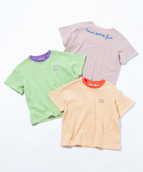 BREEZE（ブリーズ）の「【リンク】ミジンボーダー半袖Tシャツ（Tシャツ/カットソー・キッズ・イエロー/グリーン/レッド・80/90/100/110/120/130/140）」の9枚目の写真
