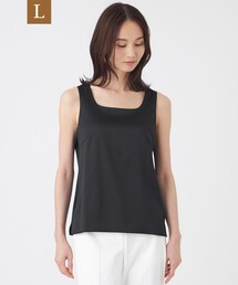 【L】【ウォッシャブル】ストレッチサテン×スムースコンビカットソー