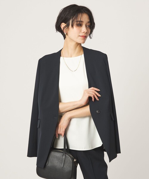 green label relaxing(グリーンレーベルリラクシング)の「クルーネック ショートスリーブ ブラウス マシンウォッシャブル UVカット(シャツ/ブラウス・レディース・ホワイト/ダークグレー・FREE)」の10枚目の写真