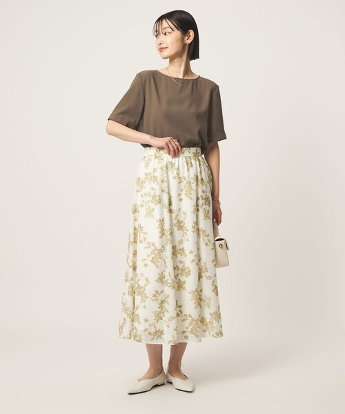 green label relaxing(グリーンレーベルリラクシング)の「クルーネック ショートスリーブ ブラウス マシンウォッシャブル UVカット(シャツ/ブラウス・レディース・ホワイト/ダークグレー・FREE)」の5枚目の写真