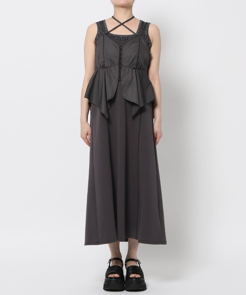 HARE（ハレ）の「2Pビスチェレイヤーキャミワンピース(HARE)（ワンピース・レディース・グレー/ブラック・FREE）」の3枚目の写真