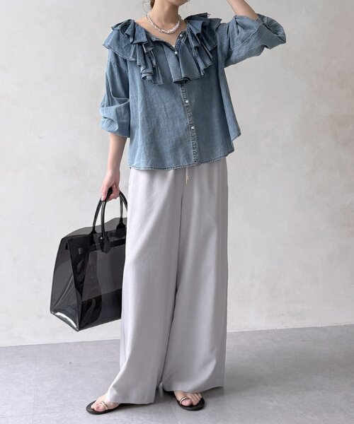 DouDou(ドゥドゥ)の「【WEB限定】タンブラーブッチャーイージーパンツ(その他パンツ・レディース・ライトグレー/ピンク/ブラウン/グレー・FREE)」の16枚目の写真