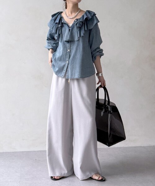 DouDou(ドゥドゥ)の「【WEB限定】タンブラーブッチャーイージーパンツ(その他パンツ・レディース・ライトグレー/ピンク/ブラウン/グレー・FREE)」の17枚目の写真