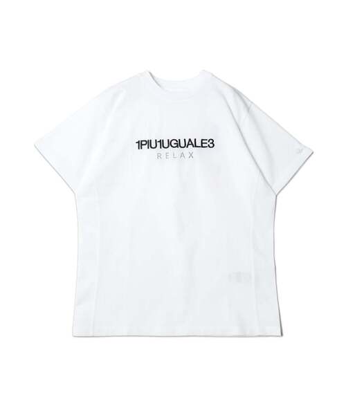 1PIU1UGUALE3 RELAX (ウノピゥウノウグァーレトレ リラックス)の「【1PIU1UGUALE3】 REVERSE PRINT TEE ブランドロゴプリント Tシャツ(Tシャツ/カットソー・メンズ・ホワイト/ブラック・3/2/4)」の2枚目の写真