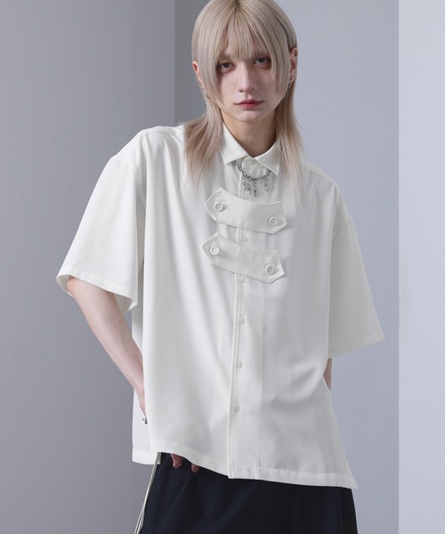 EMMA CLOTHES(エマクローズ)の「front button shirt / フロントボタンシャツ【黒色コラボ】(シャツ/ブラウス・メンズ・ブラック/ホワイト・S/M)」の5枚目の写真