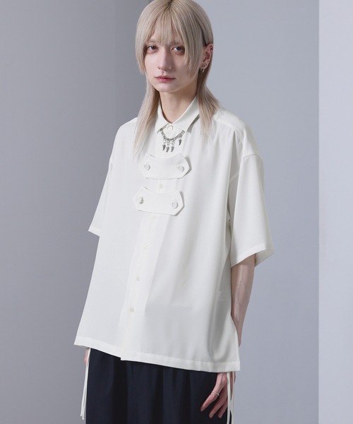 EMMA CLOTHES(エマクローズ)の「front button shirt / フロントボタンシャツ【黒色コラボ】(シャツ/ブラウス・メンズ・ブラック/ホワイト・S/M)」の6枚目の写真