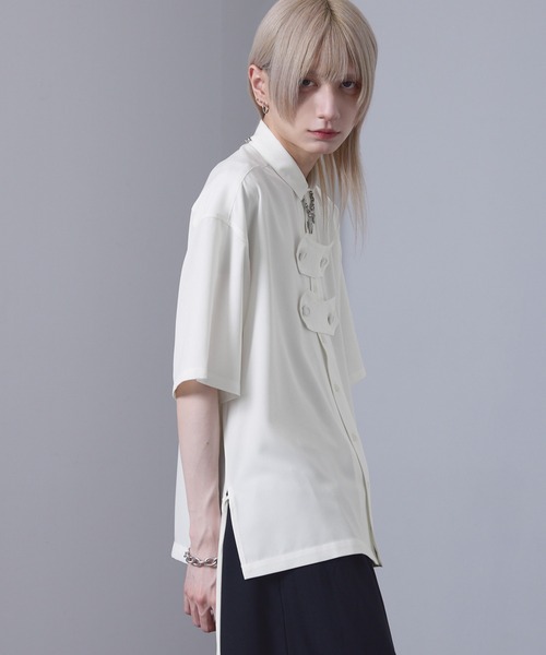 EMMA CLOTHES(エマクローズ)の「front button shirt / フロントボタンシャツ【黒色コラボ】(シャツ/ブラウス・メンズ・ブラック/ホワイト・S/M)」の9枚目の写真