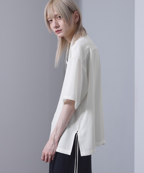 EMMA CLOTHES(エマクローズ)の「front button shirt / フロントボタンシャツ【黒色コラボ】(シャツ/ブラウス・メンズ・ブラック/ホワイト・S/M)」の10枚目の写真