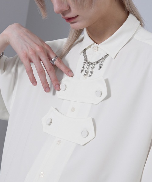 EMMA CLOTHES(エマクローズ)の「front button shirt / フロントボタンシャツ【黒色コラボ】(シャツ/ブラウス・メンズ・ブラック/ホワイト・S/M)」の12枚目の写真