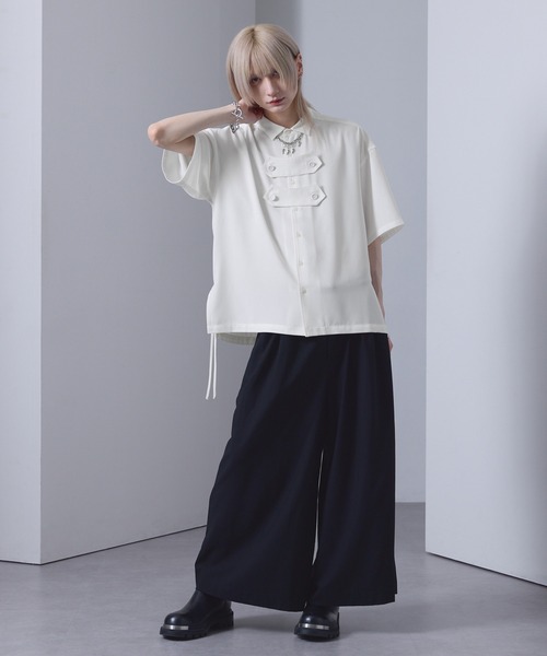 EMMA CLOTHES(エマクローズ)の「front button shirt / フロントボタンシャツ【黒色コラボ】(シャツ/ブラウス・メンズ・ブラック/ホワイト・S/M)」の15枚目の写真
