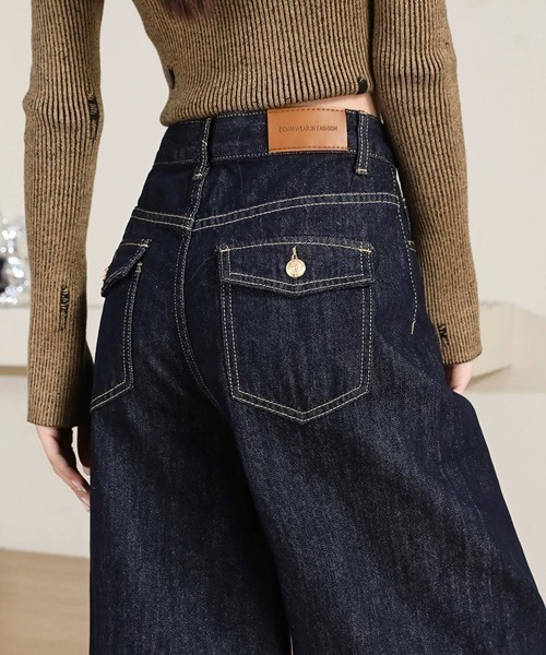 center i(センターアイ)の「ハイウエストワイドデニムパンツ(デニムパンツ・レディース・ブルー・S/M/L/XS)」の1枚目の写真