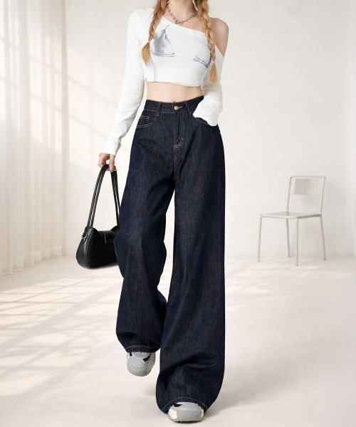 center i(センターアイ)の「ハイウエストワイドデニムパンツ(デニムパンツ・レディース・ブルー・S/M/L/XS)」の13枚目の写真