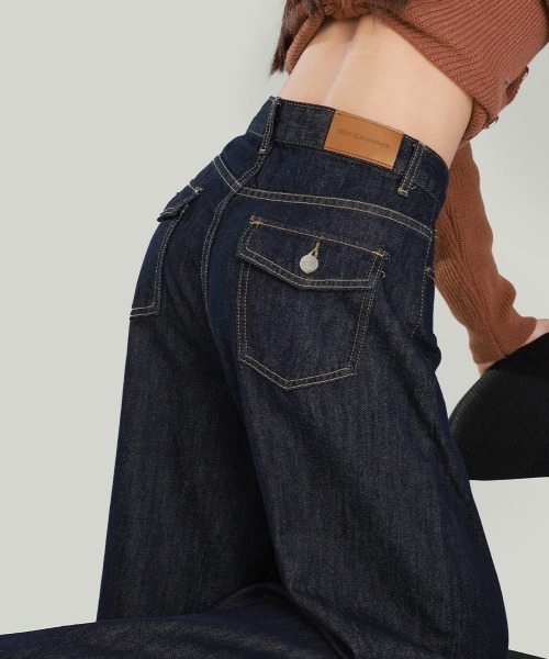 center i(センターアイ)の「ハイウエストワイドデニムパンツ(デニムパンツ・レディース・ブルー・S/M/L/XS)」の6枚目の写真