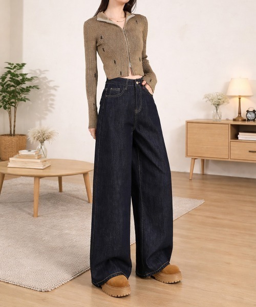 center i(センターアイ)の「ハイウエストワイドデニムパンツ(デニムパンツ・レディース・ブルー・S/M/L/XS)」の17枚目の写真