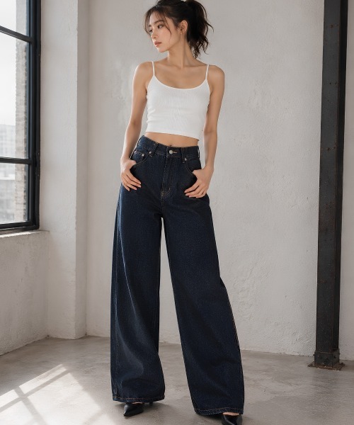 center i(センターアイ)の「ハイウエストワイドデニムパンツ(デニムパンツ・レディース・ブルー・S/M/L/XS)」の22枚目の写真