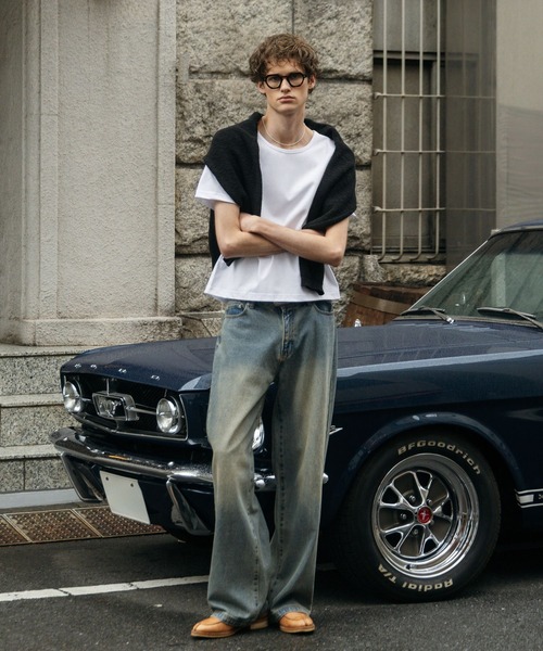 LURAKU（ルラク）の「【LURAKU】Loose Neck Cropped Tee / ルーズネッククロップドTシャツ（Tシャツ/カットソー・メンズ・ブラック/オフホワイト・S/M/L）」の11枚目の写真