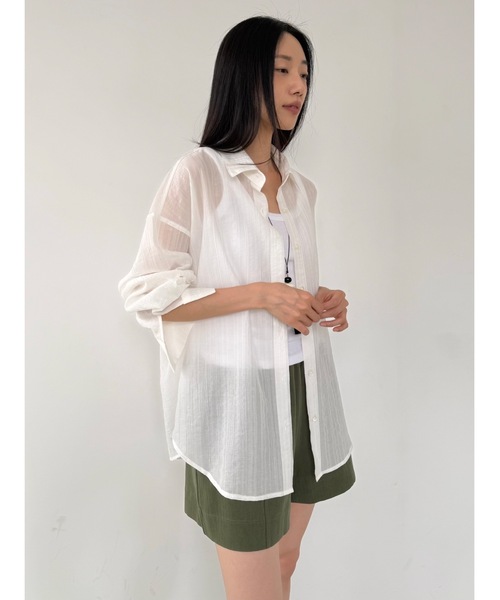 Didot.showroom（ディドット ショールーム）の「シルキーストライプシャツ（シャツ/ブラウス・レディース・グレー/ピンク/アイボリー・FREE）」の13枚目の写真