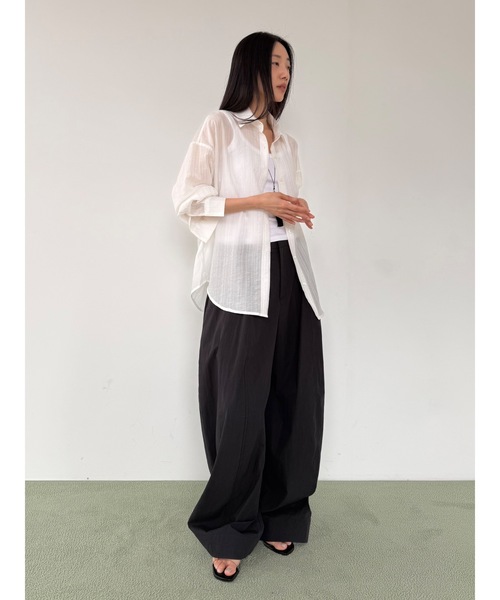 Didot.showroom（ディドット ショールーム）の「シルキーストライプシャツ（シャツ/ブラウス・レディース・グレー/ピンク/アイボリー・FREE）」の9枚目の写真