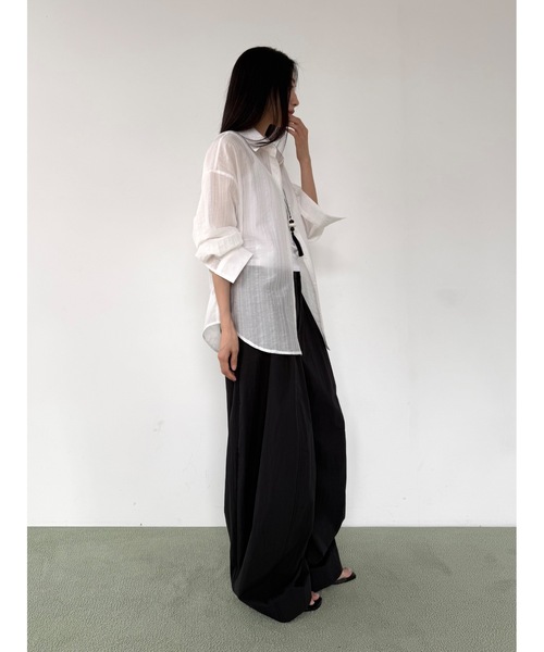 Didot.showroom（ディドット ショールーム）の「シルキーストライプシャツ（シャツ/ブラウス・レディース・グレー/ピンク/アイボリー・FREE）」の10枚目の写真