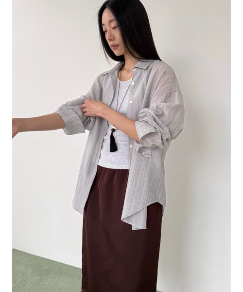 Didot.showroom（ディドット ショールーム）の「シルキーストライプシャツ（シャツ/ブラウス・レディース・グレー/ピンク/アイボリー・FREE）」の19枚目の写真