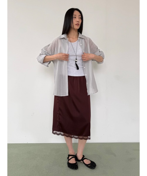 Didot.showroom（ディドット ショールーム）の「シルキーストライプシャツ（シャツ/ブラウス・レディース・グレー/ピンク/アイボリー・FREE）」の20枚目の写真