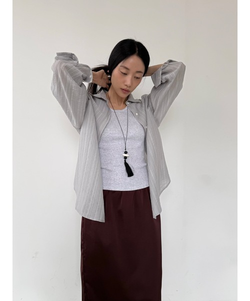 Didot.showroom（ディドット ショールーム）の「シルキーストライプシャツ（シャツ/ブラウス・レディース・グレー/ピンク/アイボリー・FREE）」の21枚目の写真