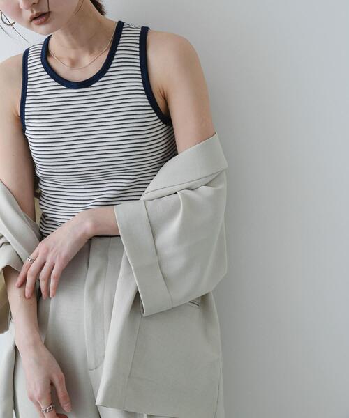 SENSE OF PLACE by URBAN RESEARCH（センスオブプレイスバイアーバンリサーチ）の「『別注』Healthknit×SENSE OF PLACE ボーダータンクトップ（タンクトップ・レディース・イエロー系その他/ホワイト系その他/ブルー系その他・ONE）」の4枚目の写真