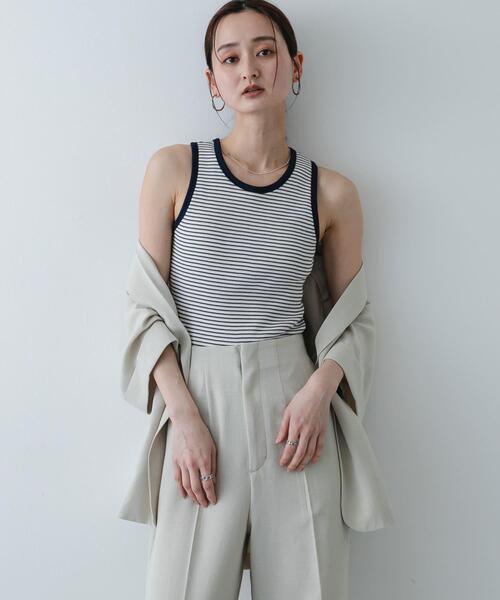 SENSE OF PLACE by URBAN RESEARCH（センスオブプレイスバイアーバンリサーチ）の「『別注』Healthknit×SENSE OF PLACE ボーダータンクトップ（タンクトップ・レディース・イエロー系その他/ホワイト系その他/ブルー系その他・ONE）」の5枚目の写真