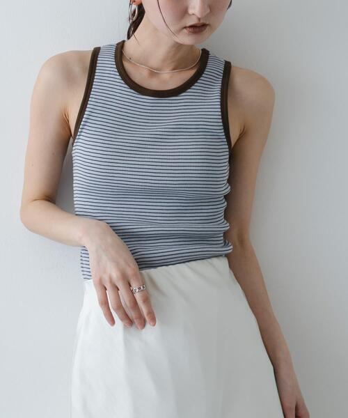 SENSE OF PLACE by URBAN RESEARCH（センスオブプレイスバイアーバンリサーチ）の「『別注』Healthknit×SENSE OF PLACE ボーダータンクトップ（タンクトップ・レディース・イエロー系その他/ホワイト系その他/ブルー系その他・ONE）」の12枚目の写真