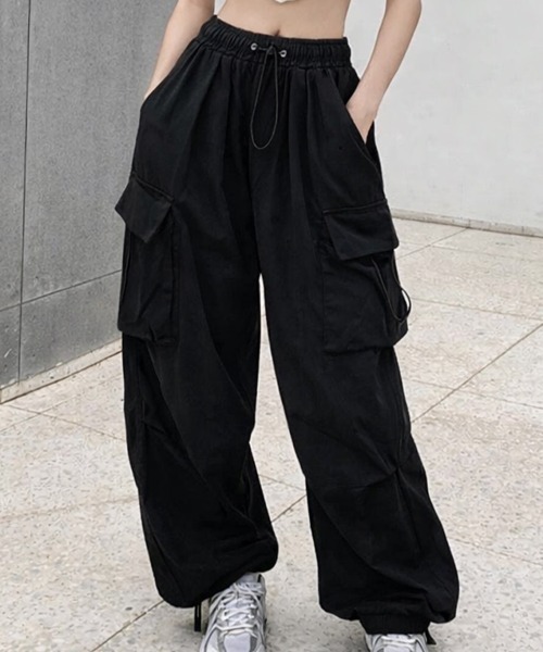mielu(ミエル)の「ウエストゴムカーゴパンツ(カーゴパンツ・レディース・グレー/カーキ/ブラック・MEDIUM/LARGE)」の6枚目の写真