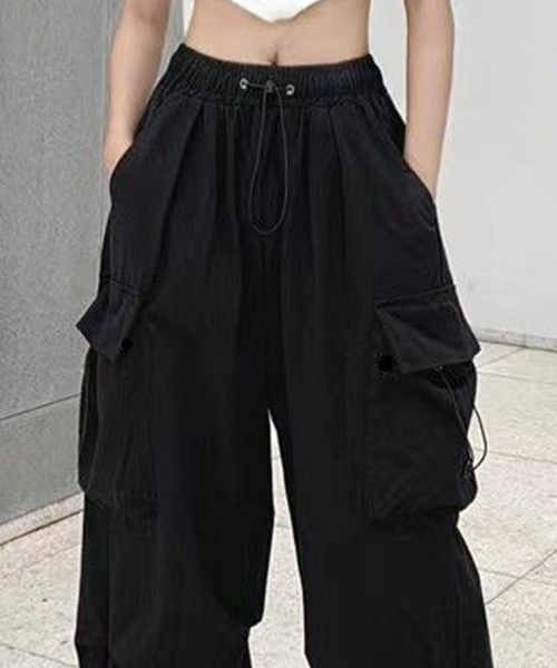 mielu(ミエル)の「ウエストゴムカーゴパンツ(カーゴパンツ・レディース・グレー/カーキ/ブラック・MEDIUM/LARGE)」の5枚目の写真