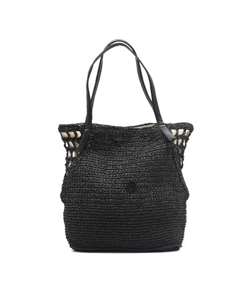 CLEDRAN(クレドラン)の「【ペーパー × 羊革】CL3958 HAND&WORK PAPER SIDE PATTERN TOTE(かごバッグ・レディース・ブラック/ダークベージュ・FREE)」の2枚目の写真