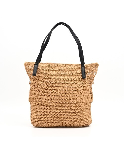 CLEDRAN(クレドラン)の「【ペーパー × 羊革】CL3958 HAND&WORK PAPER SIDE PATTERN TOTE(かごバッグ・レディース・ブラック/ダークベージュ・FREE)」の3枚目の写真