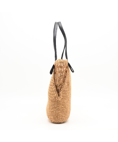 CLEDRAN(クレドラン)の「【ペーパー × 羊革】CL3958 HAND&WORK PAPER SIDE PATTERN TOTE(かごバッグ・レディース・ブラック/ダークベージュ・FREE)」の4枚目の写真