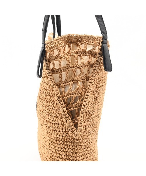 CLEDRAN(クレドラン)の「【ペーパー × 羊革】CL3958 HAND&WORK PAPER SIDE PATTERN TOTE(かごバッグ・レディース・ブラック/ダークベージュ・FREE)」の7枚目の写真