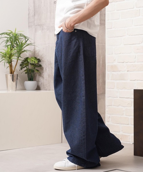 1111clothing(ワンフォークロージング)の「リップデニム&ヒッコリー バレルレッグパンツ / Rip Denim & Hickory Barrel-Leg Pants(デニムパンツ・メンズ・ワンウォッシュ/ネイビー・L/M/S)」の17枚目の写真