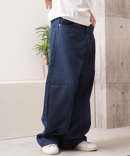 1111clothing(ワンフォークロージング)の「リップデニム&ヒッコリー バレルレッグパンツ / Rip Denim & Hickory Barrel-Leg Pants(デニムパンツ・メンズ・ワンウォッシュ/ネイビー・L/M/S)」の19枚目の写真