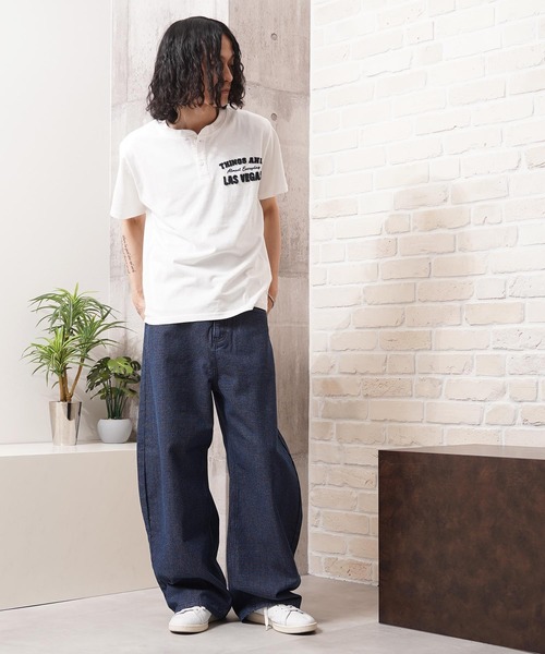 1111clothing(ワンフォークロージング)の「リップデニム&ヒッコリー バレルレッグパンツ / Rip Denim & Hickory Barrel-Leg Pants(デニムパンツ・メンズ・ワンウォッシュ/ネイビー・L/M/S)」の21枚目の写真