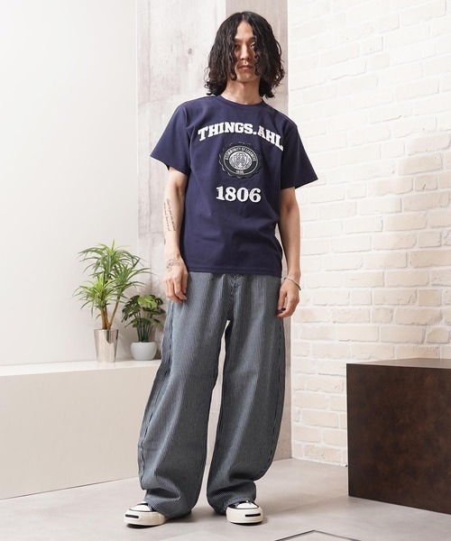 1111clothing(ワンフォークロージング)の「リップデニム&ヒッコリー バレルレッグパンツ / Rip Denim & Hickory Barrel-Leg Pants(デニムパンツ・メンズ・ワンウォッシュ/ネイビー・L/M/S)」の11枚目の写真