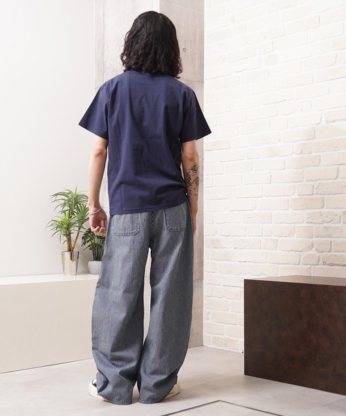 1111clothing(ワンフォークロージング)の「リップデニム&ヒッコリー バレルレッグパンツ / Rip Denim & Hickory Barrel-Leg Pants(デニムパンツ・メンズ・ワンウォッシュ/ネイビー・L/M/S)」の13枚目の写真