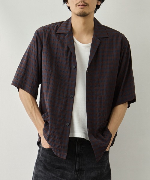 CITY TOKYO(シティトウキョウ)の「【CITY TOKYO】ギンガムサッカー シャツジャケット(シャツ/ブラウス・メンズ・ブラック/チェック・1/2)」の1枚目の写真
